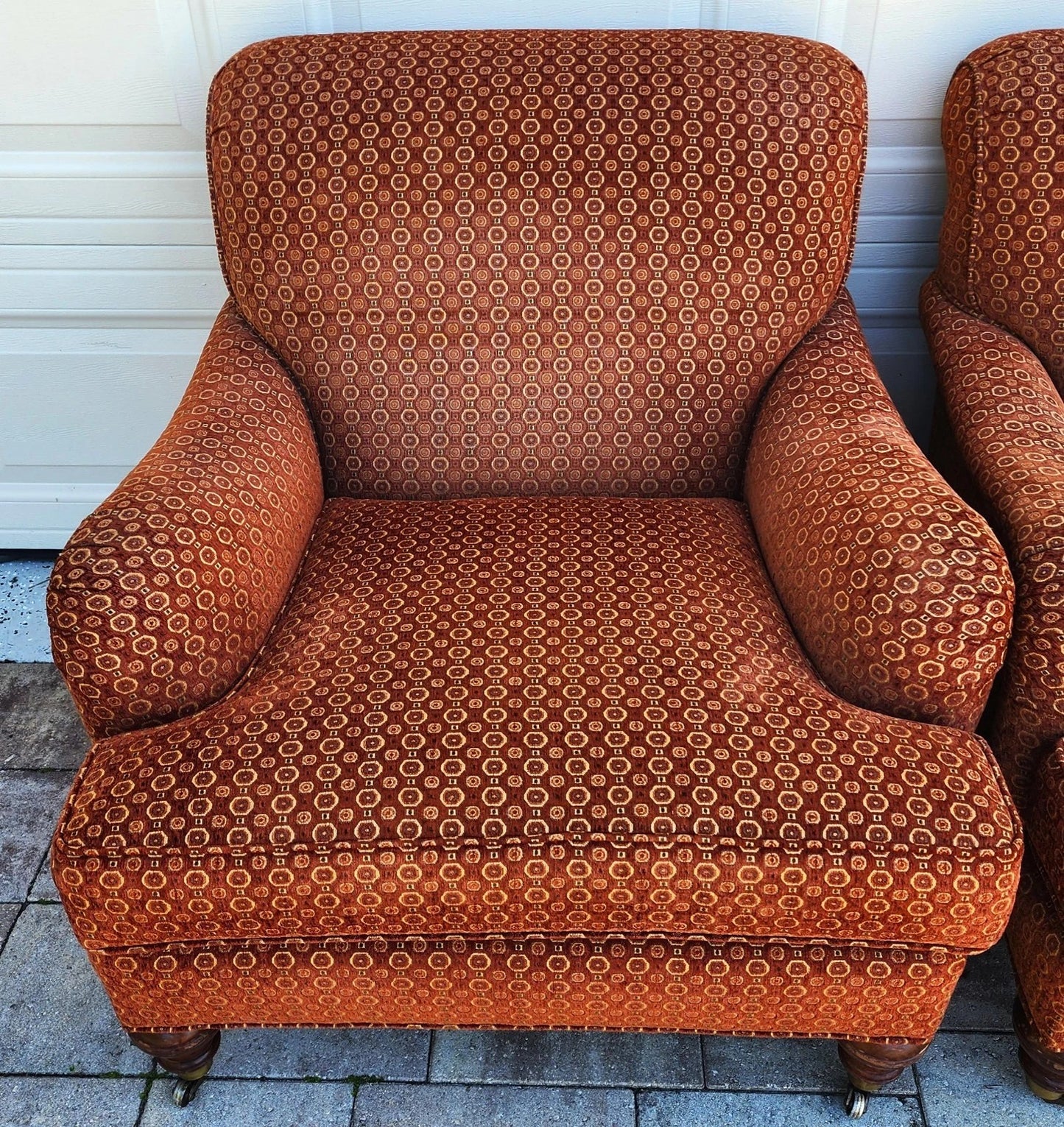 Robert Allen Club Chairs Plush English Pair