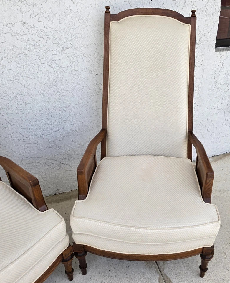 Vintage 1960s Italian Hollywood Regency High Back Lounge Armchairs Pair
