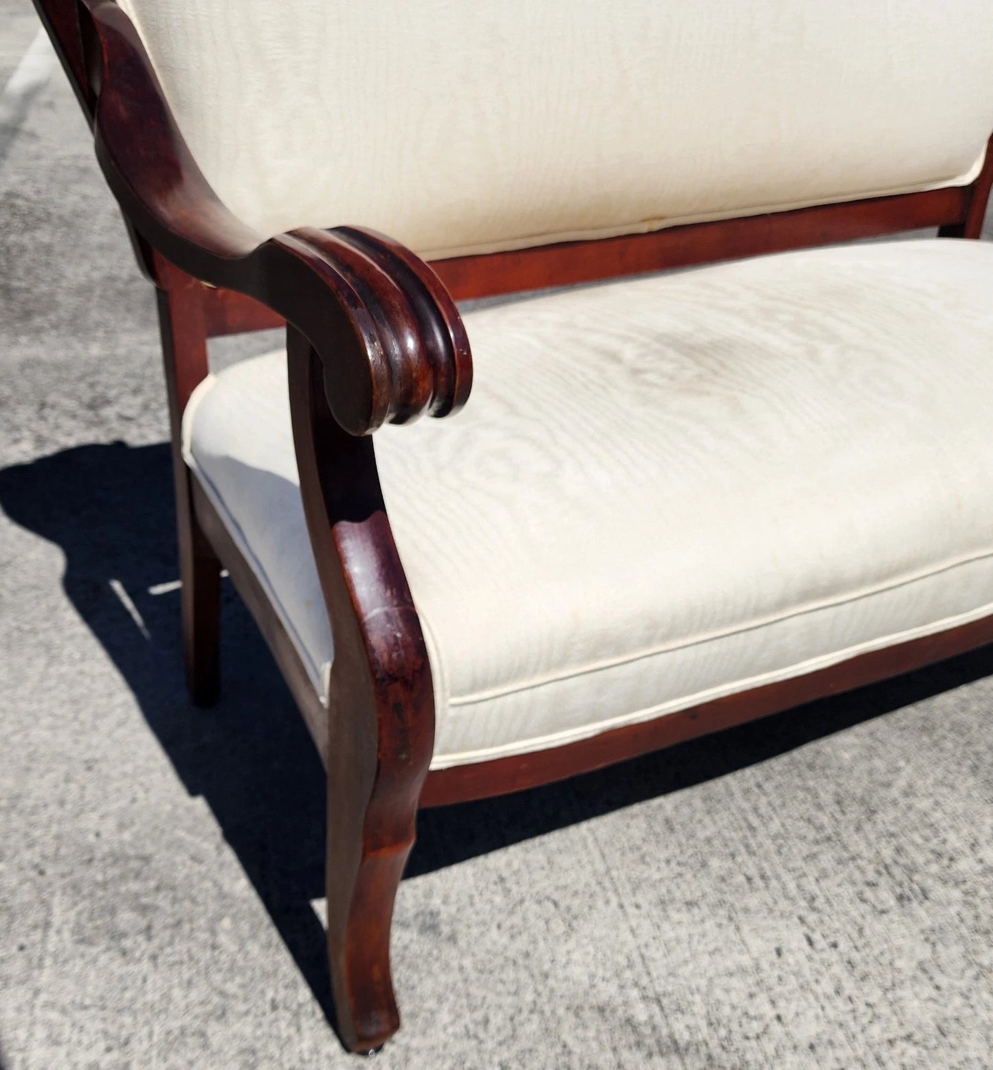 Antique Asian Rosewood Carved Foo Dogs Settee