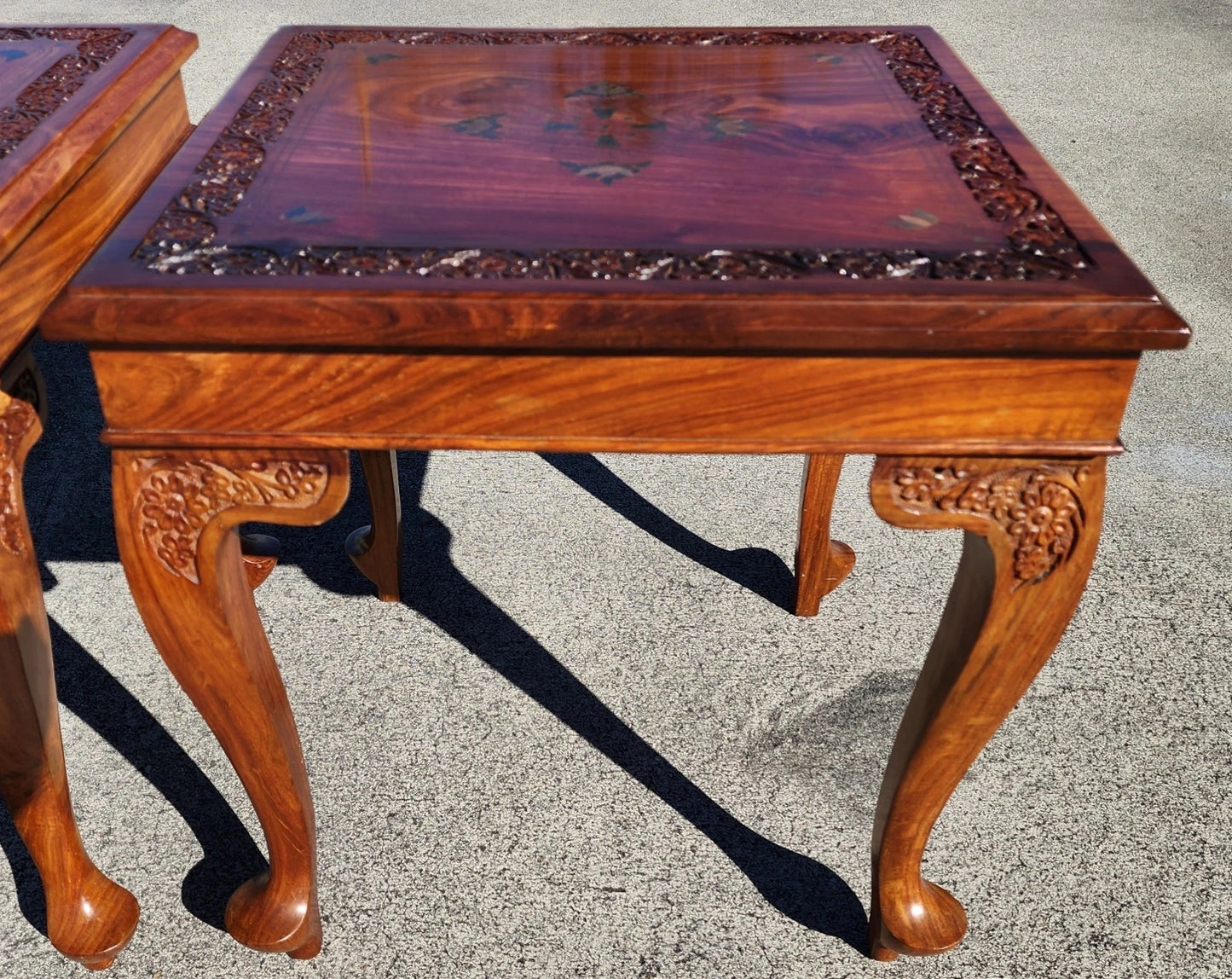 Mid Century Anglo Indian Walnut Coffee & Side Tables 3 Piece Set