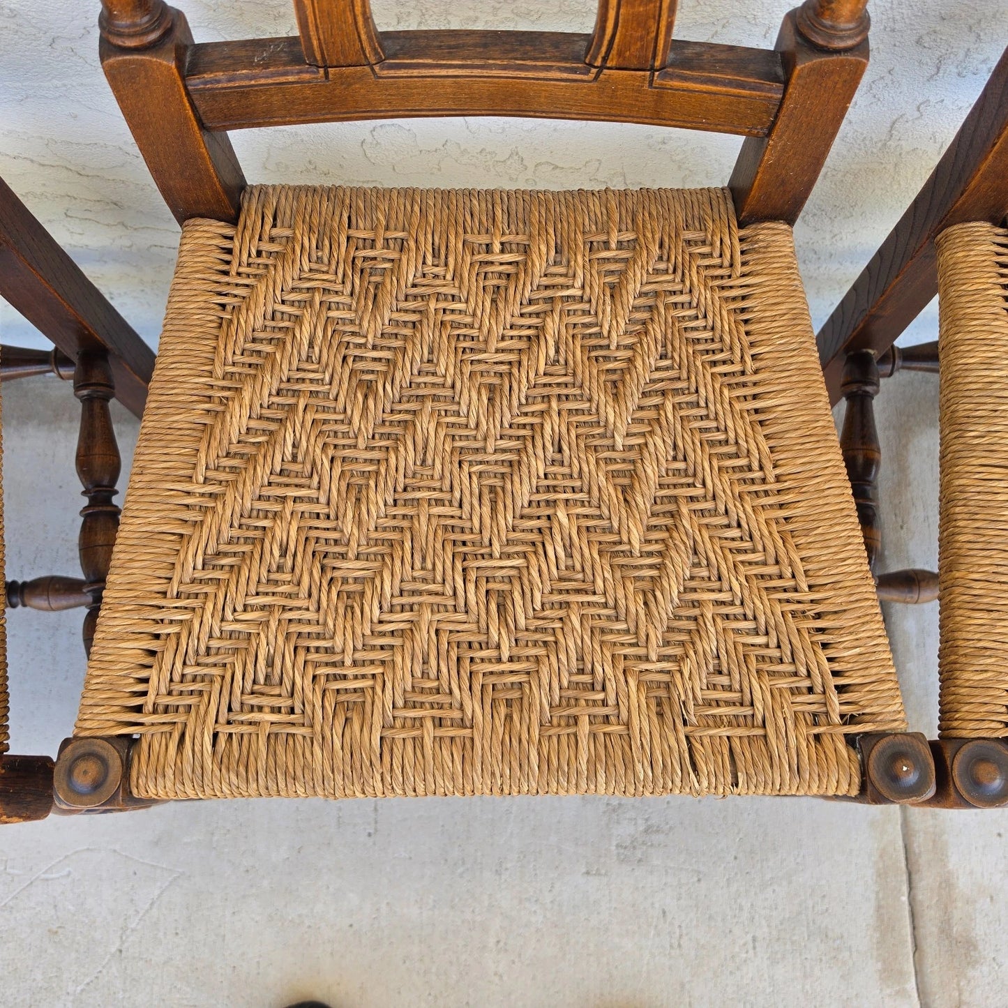 Antique 1800s Provençal Dining Chairs with Rope Seats Set of 4