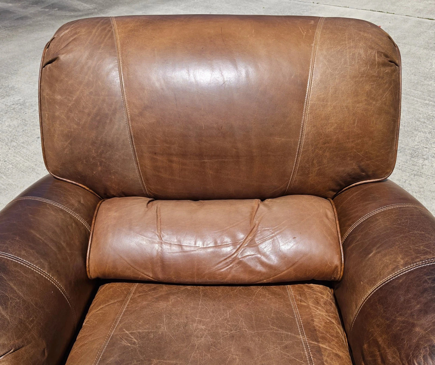 Vintage Barcalounger Saddle Leather Recliner with Continuous Lumbar Support