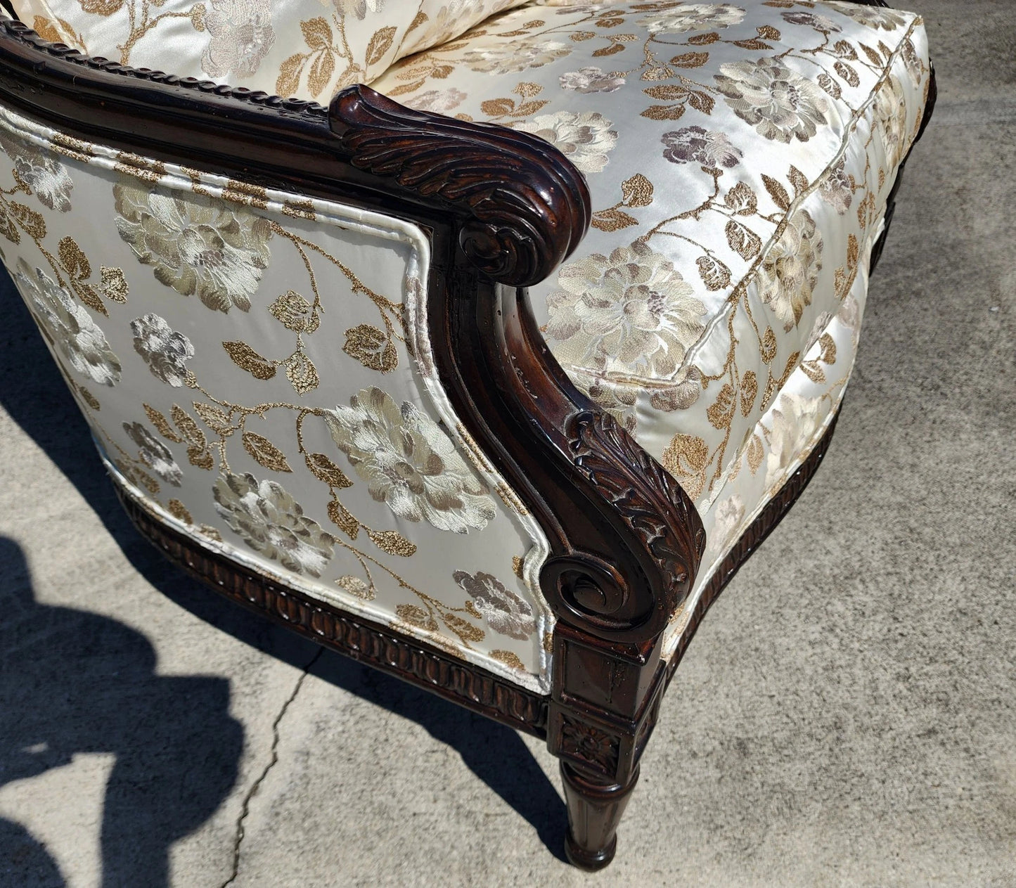 Marge Carson Wingback Chair Embroidered Silk with 7 Pillows