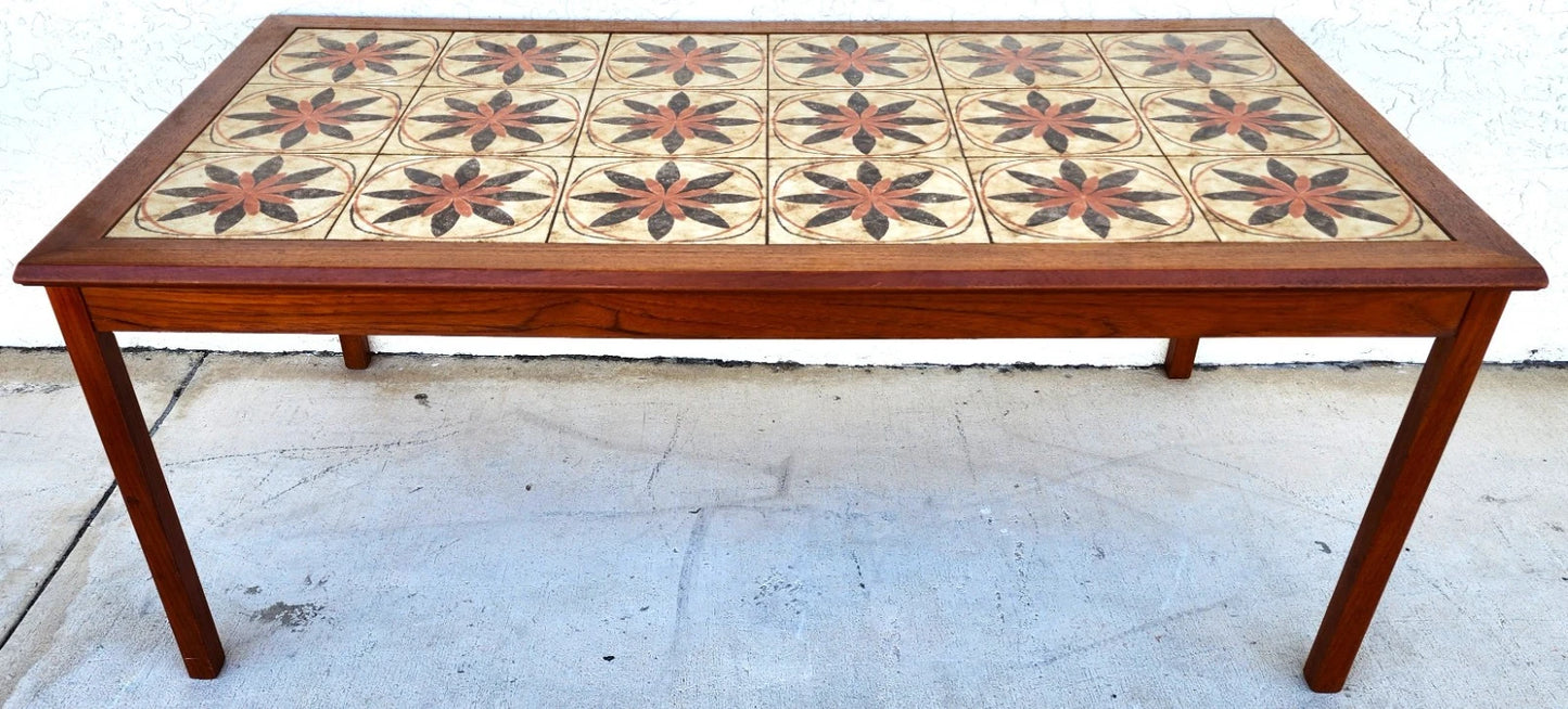 MCM Danish Teak & Tile Coffee & Side Tables 1960s Set of 3