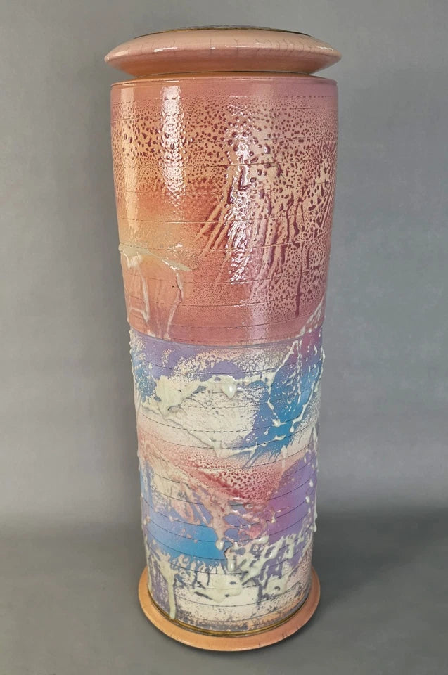 Monumental 25" Steven Forbes-deSoule Ceramic Lidded Urn Vase 1988
