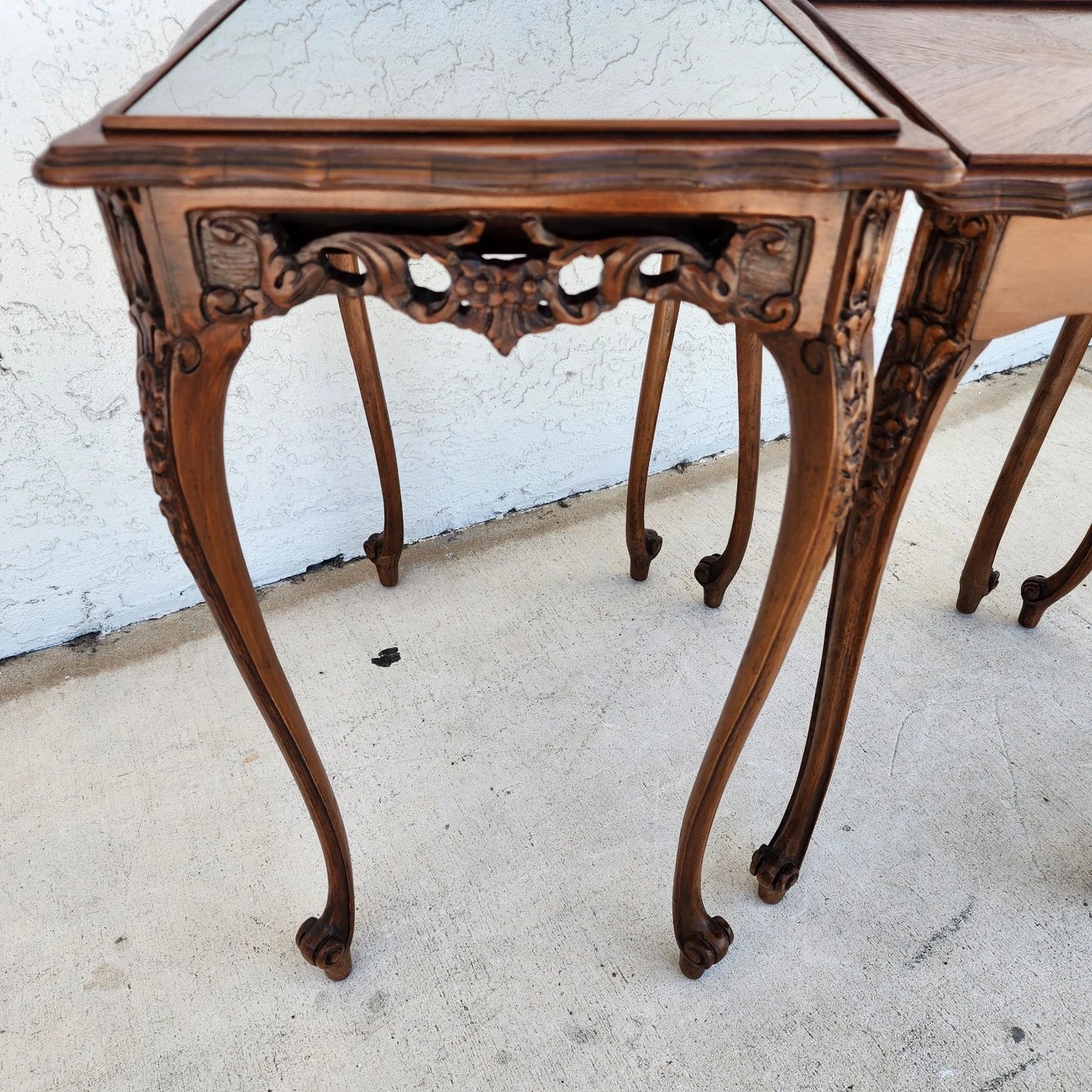 French Nesting Tables Walnut Vintage