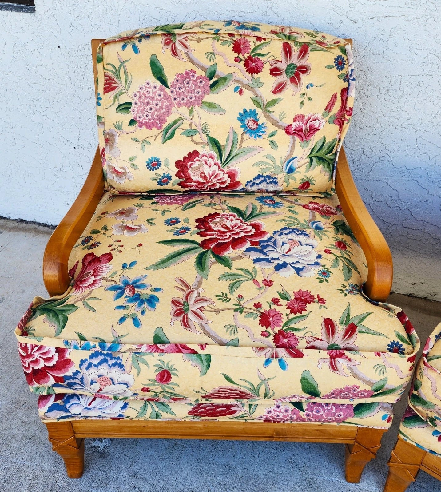 Antoinette Lounge Chairs Tropical Floral Pair