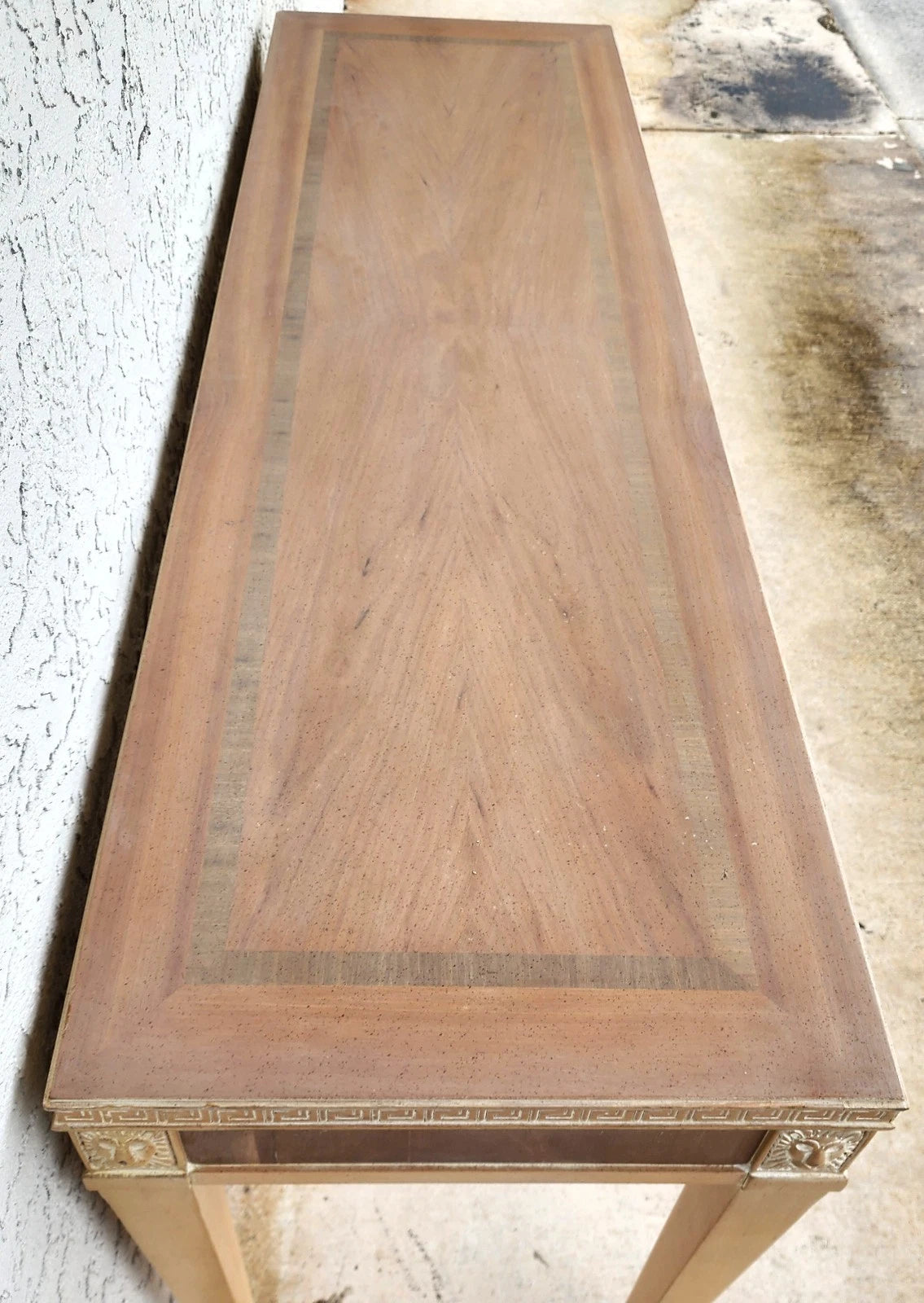 Italian Neoclassical Console Table Lion Heads Greek Key Vintage