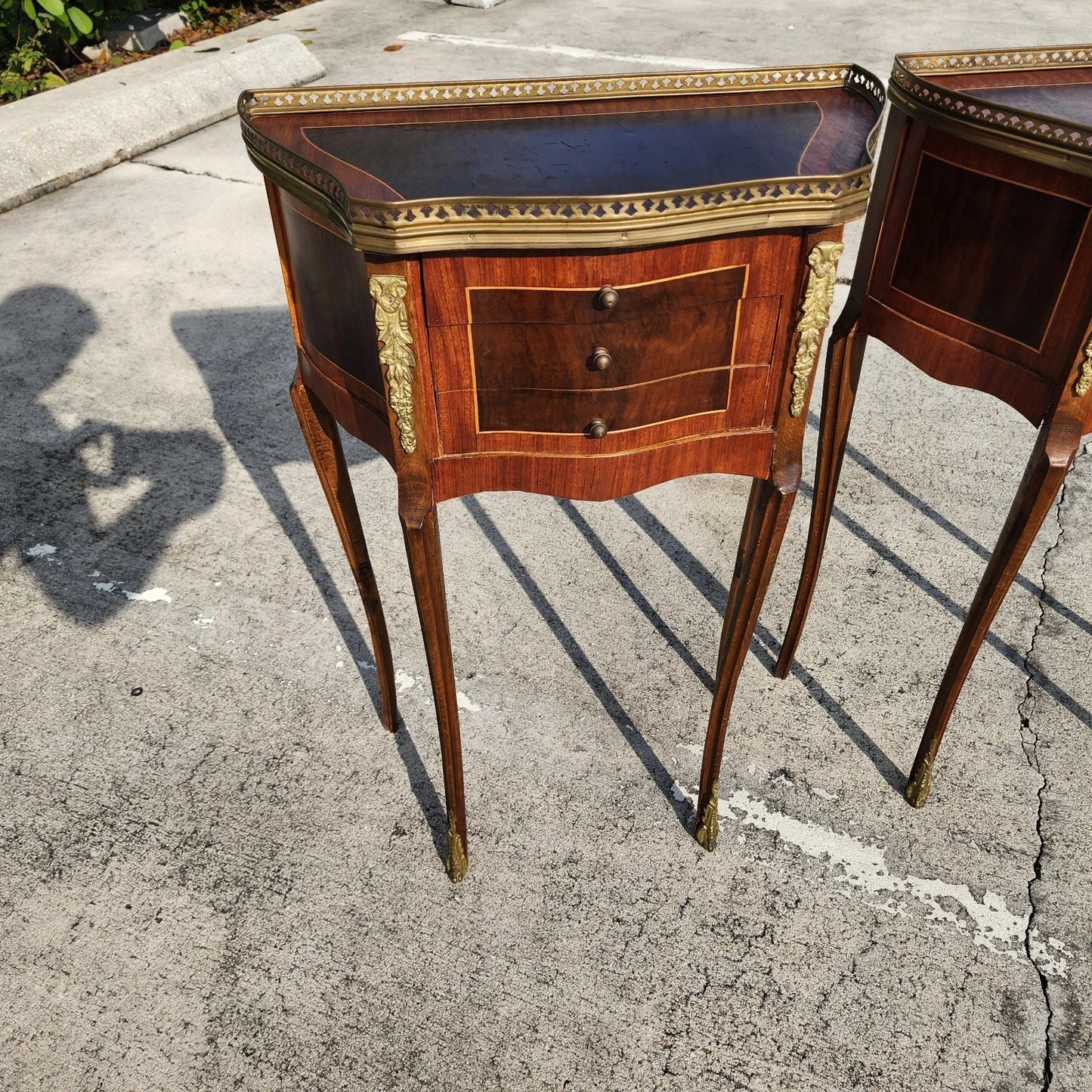 French Louis XV Bedside Tables Nightstands A Pair