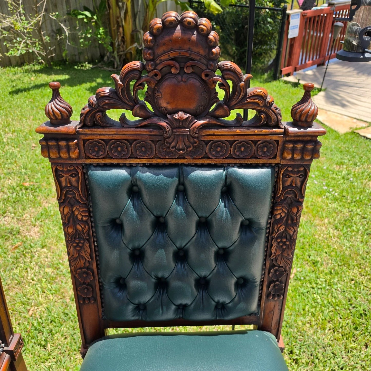 Antique Italian Renaissance Revival Hand Carved Dining Chairs Set of 4