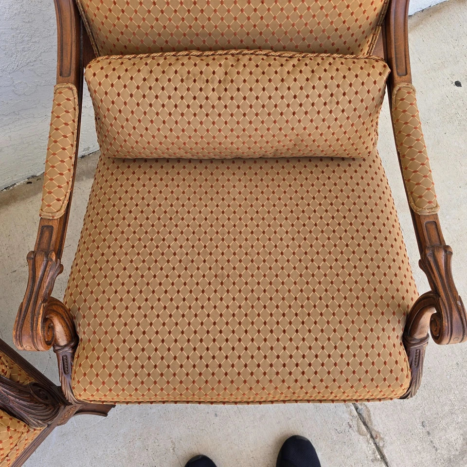 Ethan Allen Regency Style Bergere Lounge Armchairs Pair