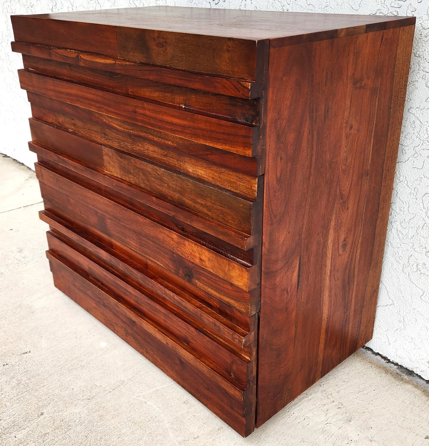 MCM Solid Exotic Wood Bachelor Chest & Nightstands Bedroom Suite