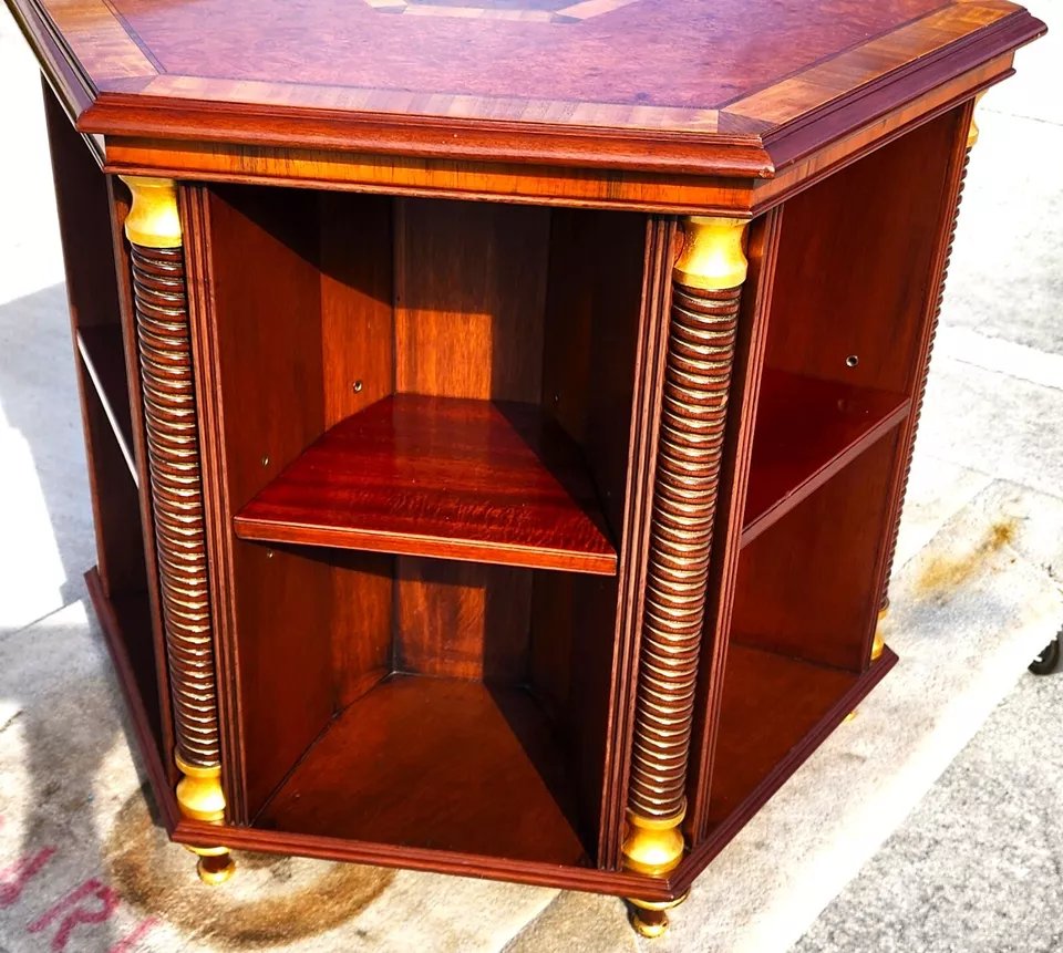 Walnut Center Table Bookcase by ARTHUR BRETT England