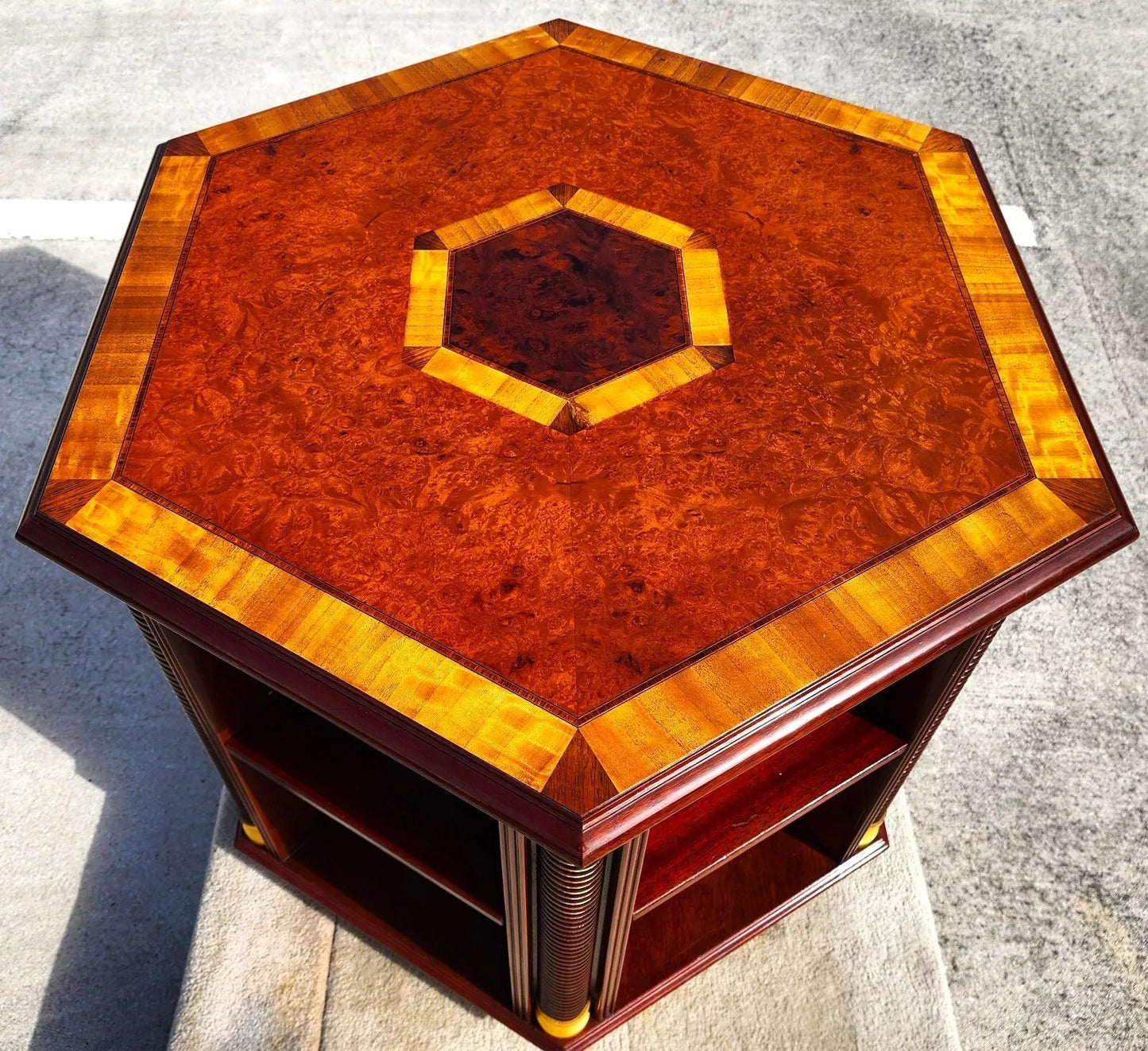 Walnut Center Table Bookcase by ARTHUR BRETT England