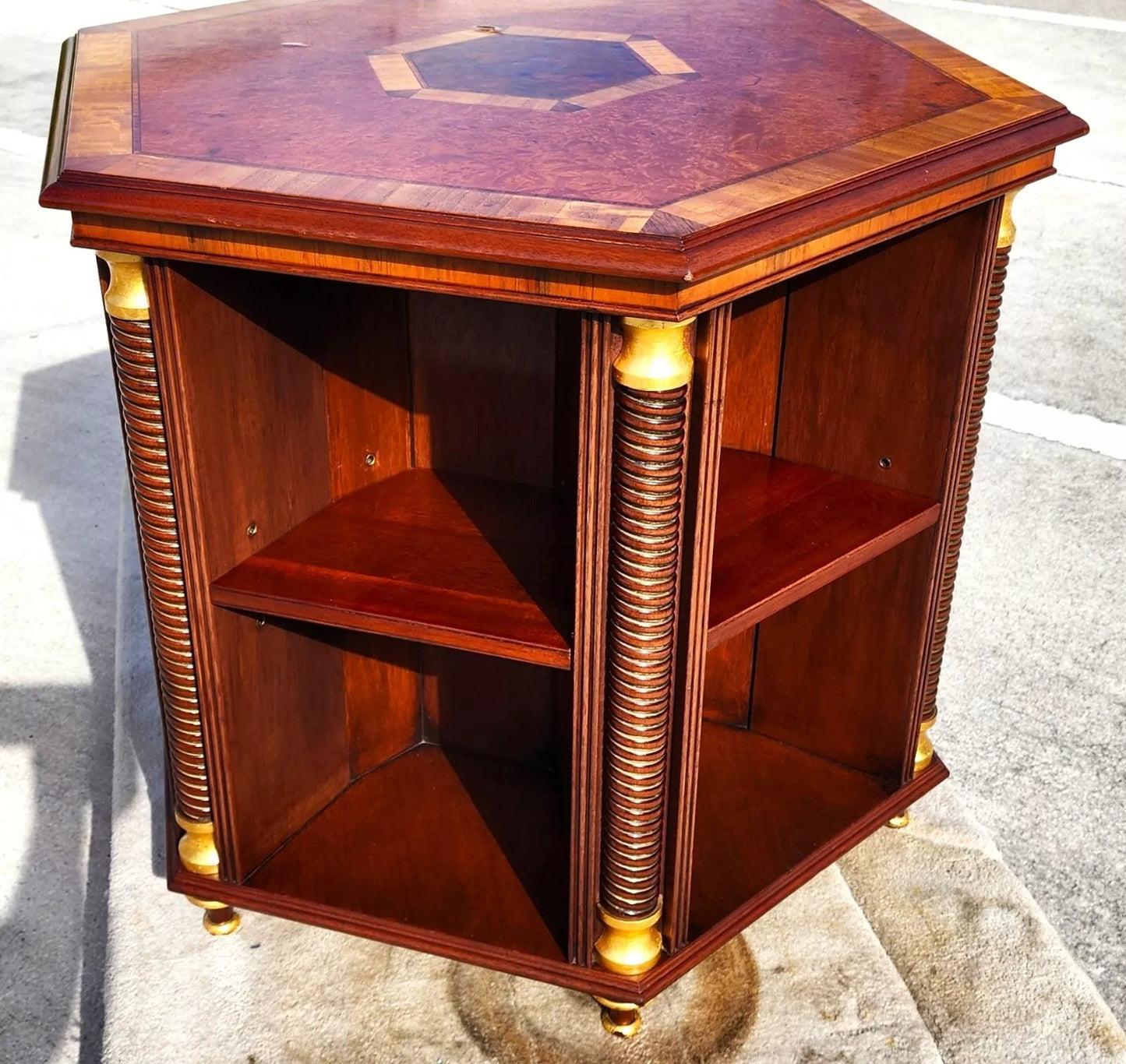 Walnut Center Table Bookcase by ARTHUR BRETT England