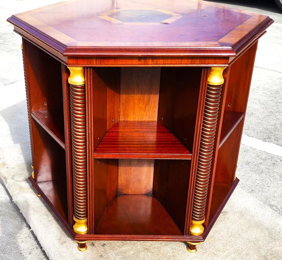 Walnut Center Table Bookcase by ARTHUR BRETT England