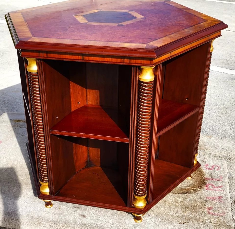 Walnut Center Table Bookcase by ARTHUR BRETT England
