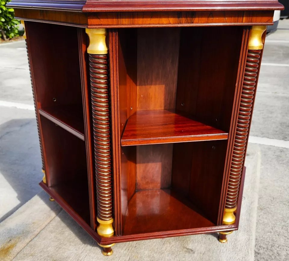 Walnut Center Table Bookcase by ARTHUR BRETT England