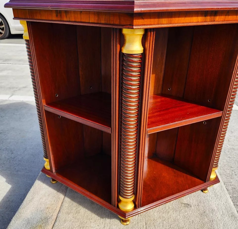 Walnut Center Table Bookcase by ARTHUR BRETT England