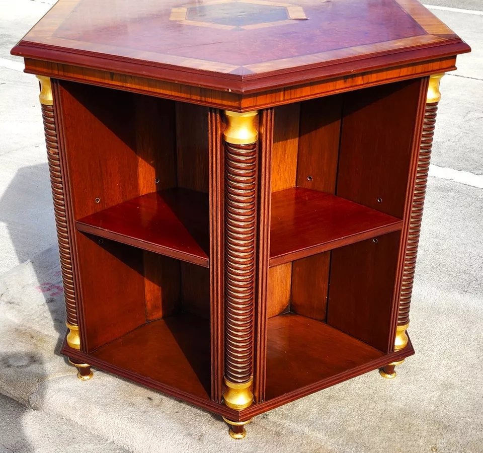 Walnut Center Table Bookcase by ARTHUR BRETT England