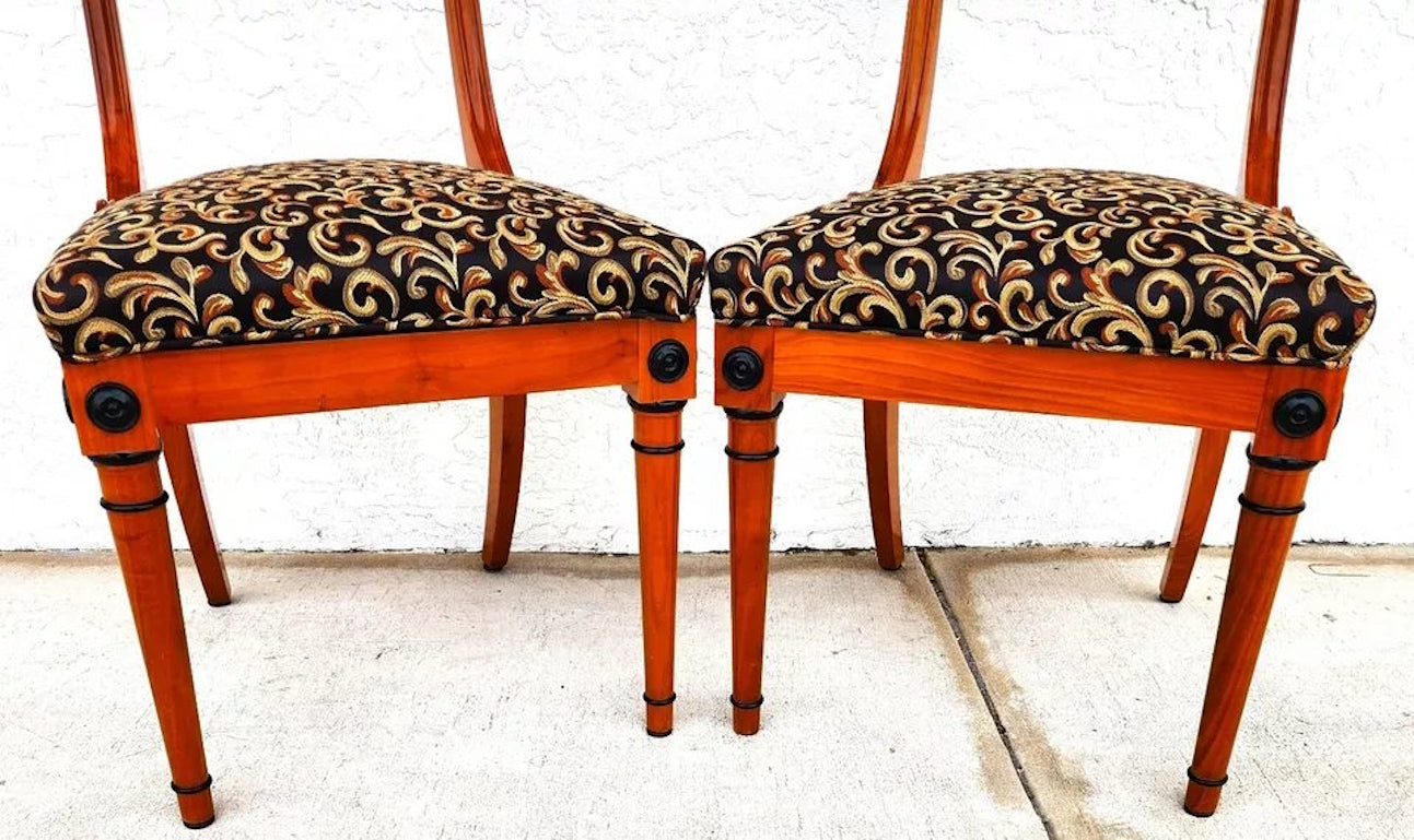 Pair of Biedermeier Empire Chairs Burl