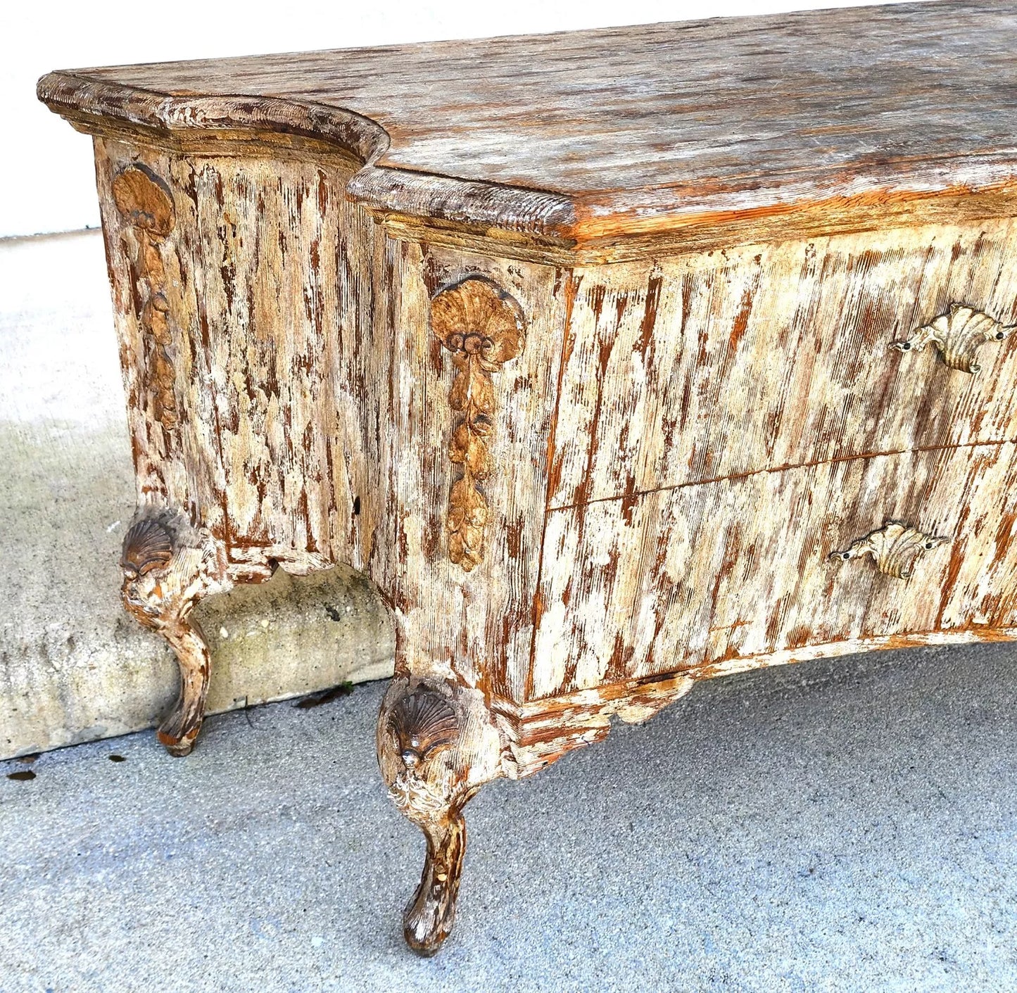 Painted Coastal Distressed Rustic Console Buffet Table