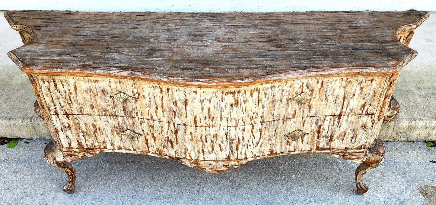 Painted Coastal Distressed Rustic Console Buffet Table