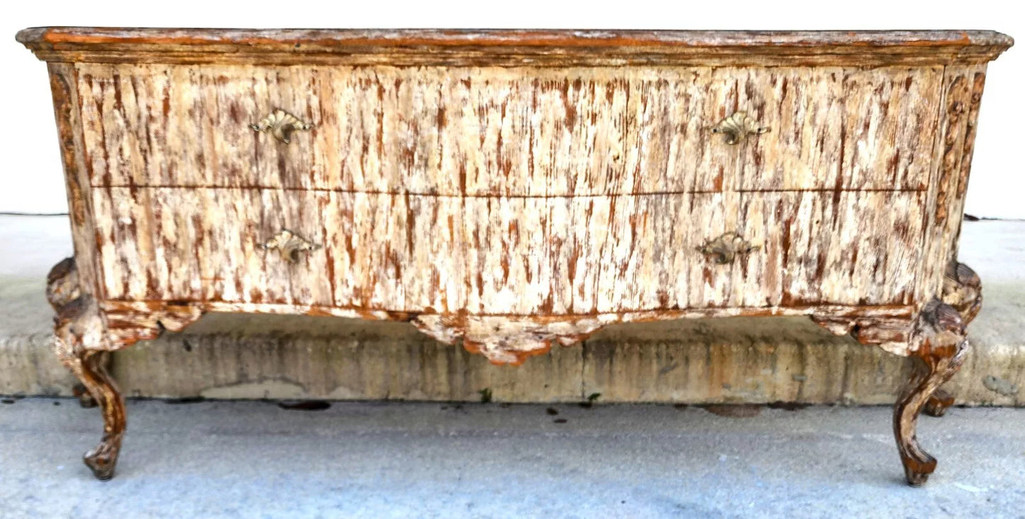 Painted Coastal Distressed Rustic Console Buffet Table