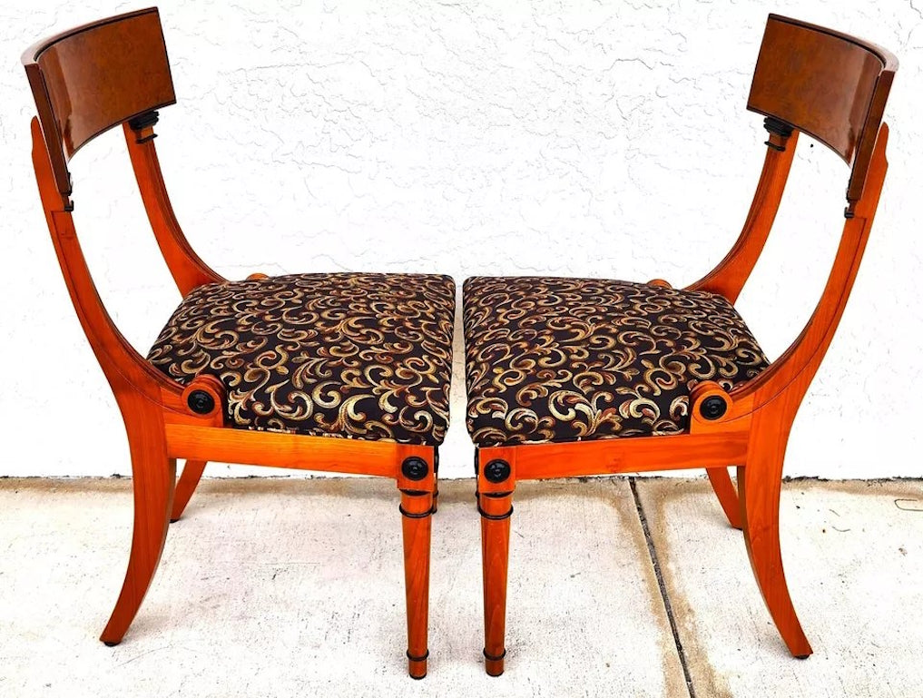 Pair of Biedermeier Empire Chairs Burl