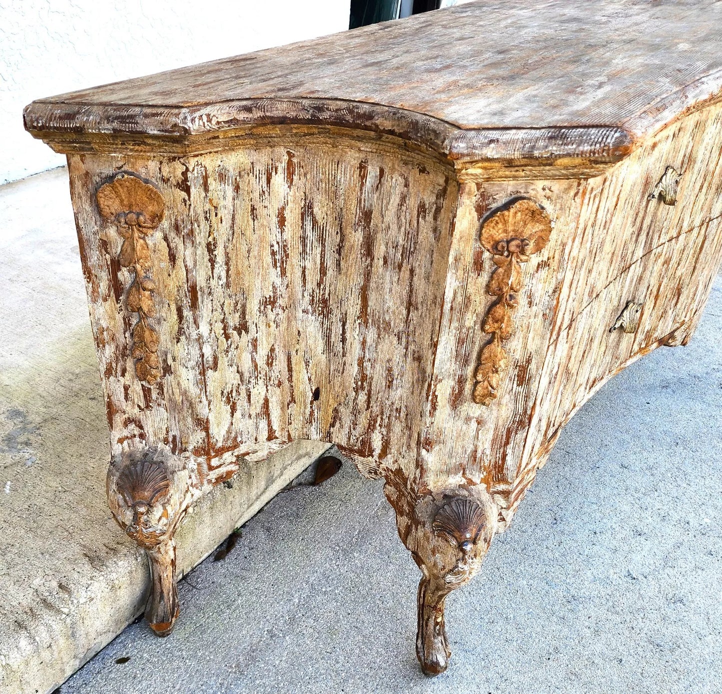 Painted Coastal Distressed Rustic Console Buffet Table