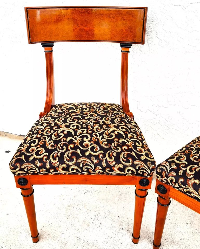 Pair of Biedermeier Empire Chairs Burl