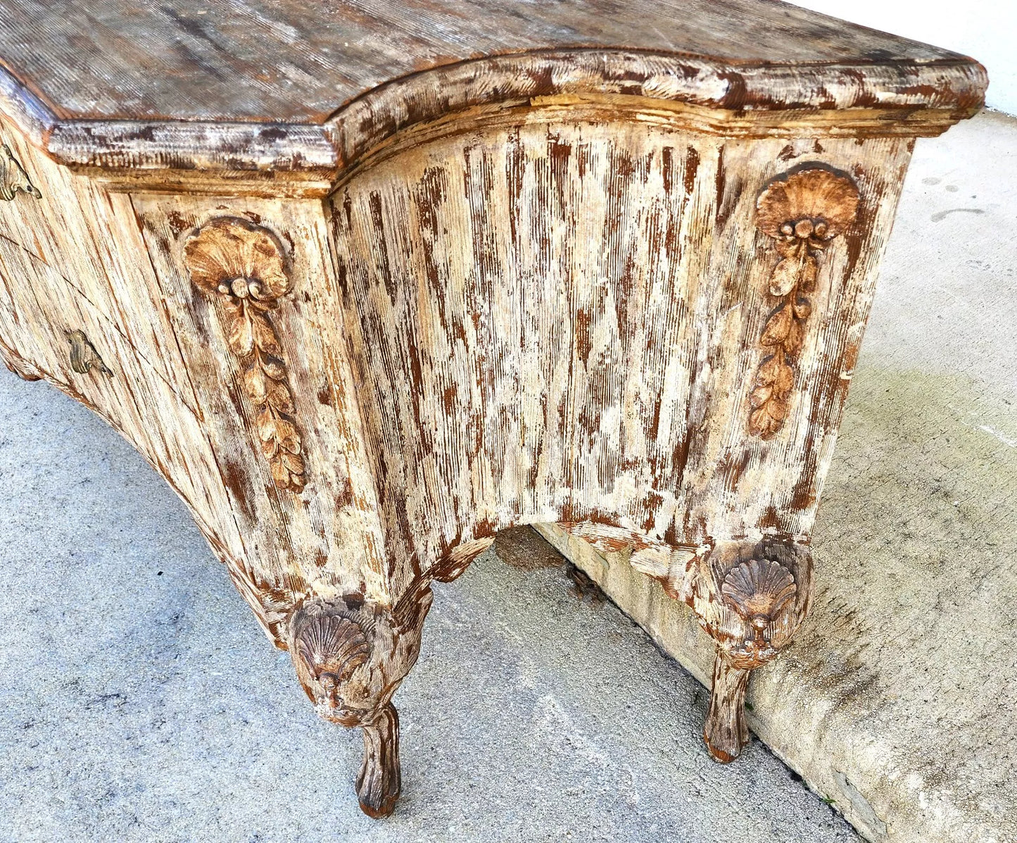 Painted Coastal Distressed Rustic Console Buffet Table