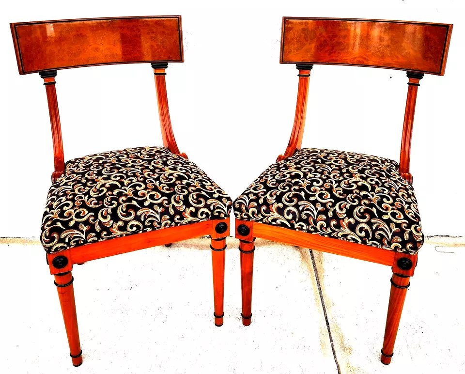 Pair of Biedermeier Empire Chairs Burl