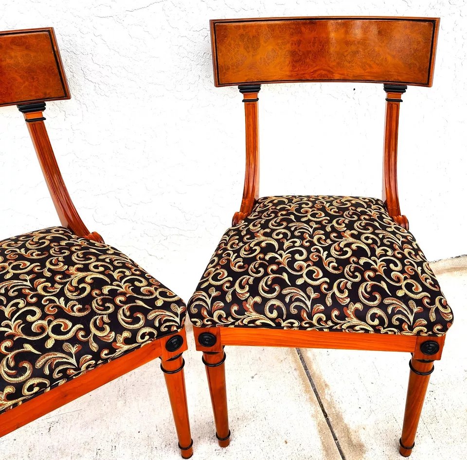 Pair of Biedermeier Empire Chairs Burl