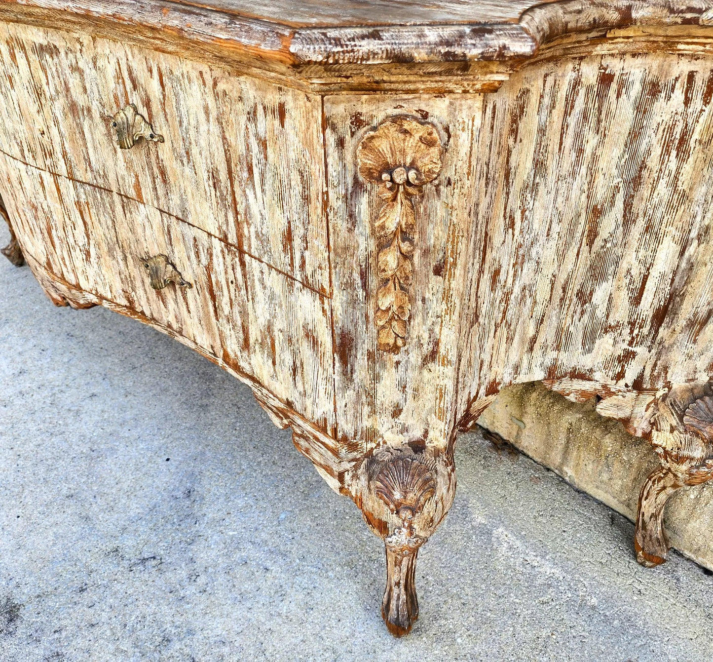 Painted Coastal Distressed Rustic Console Buffet Table