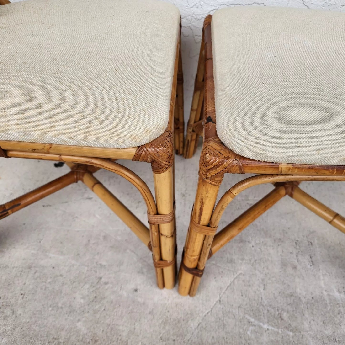 English Bamboo Chairs Rattan 1970's Pair