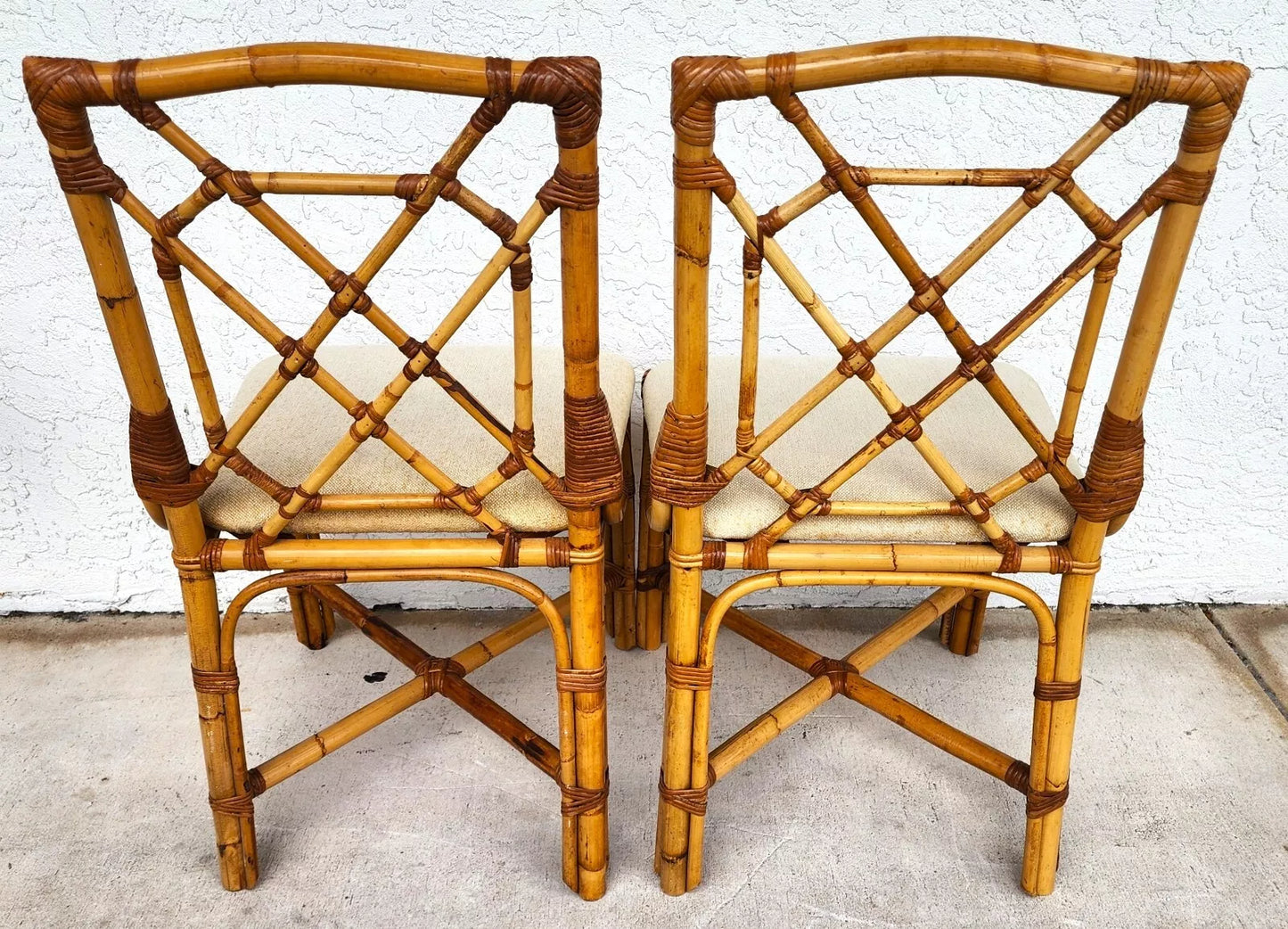 English Bamboo Chairs Rattan 1970's Pair