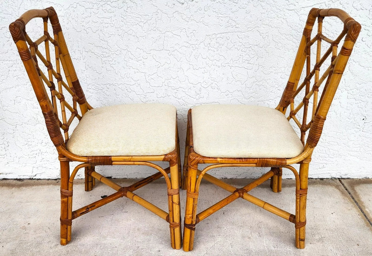 English Bamboo Chairs Rattan 1970's Pair
