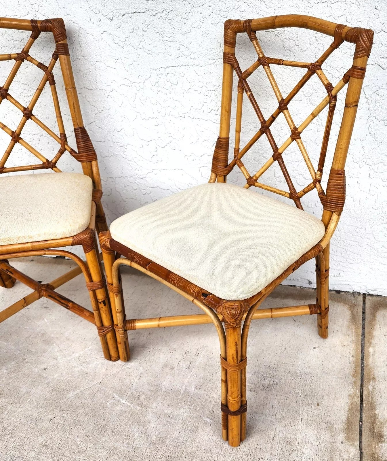 English Bamboo Chairs Rattan 1970's Pair