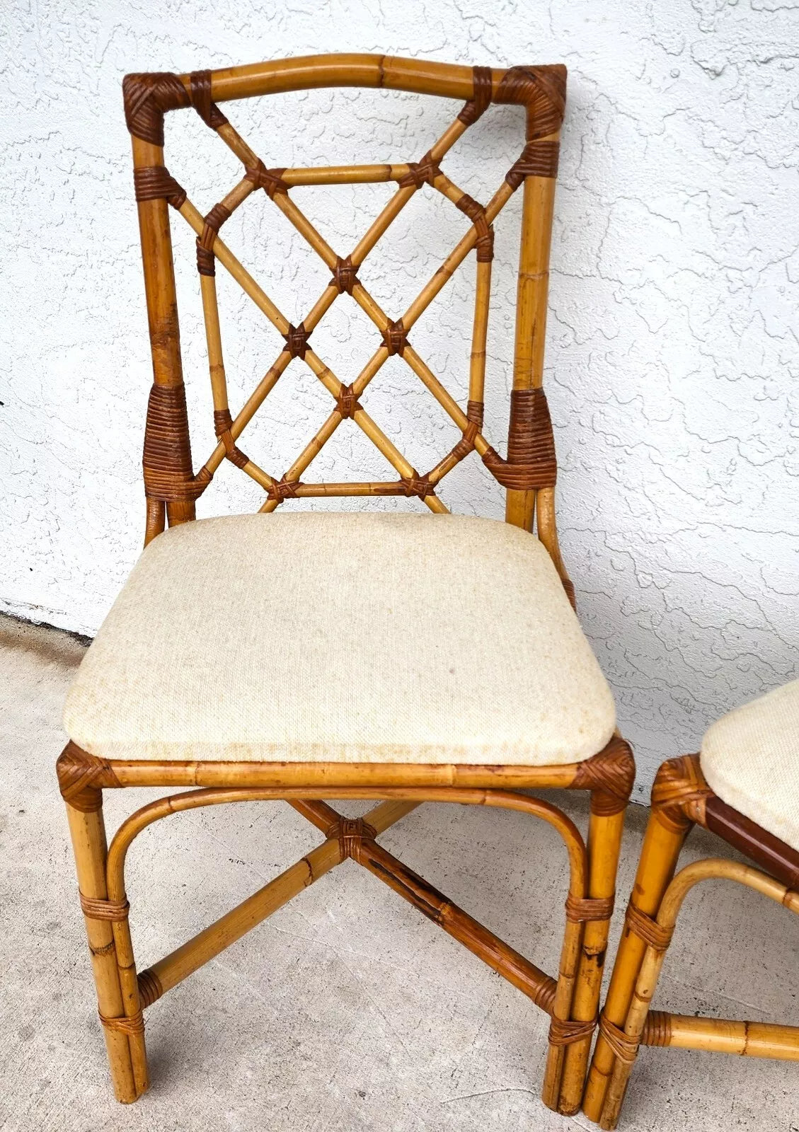 English Bamboo Chairs Rattan 1970's Pair