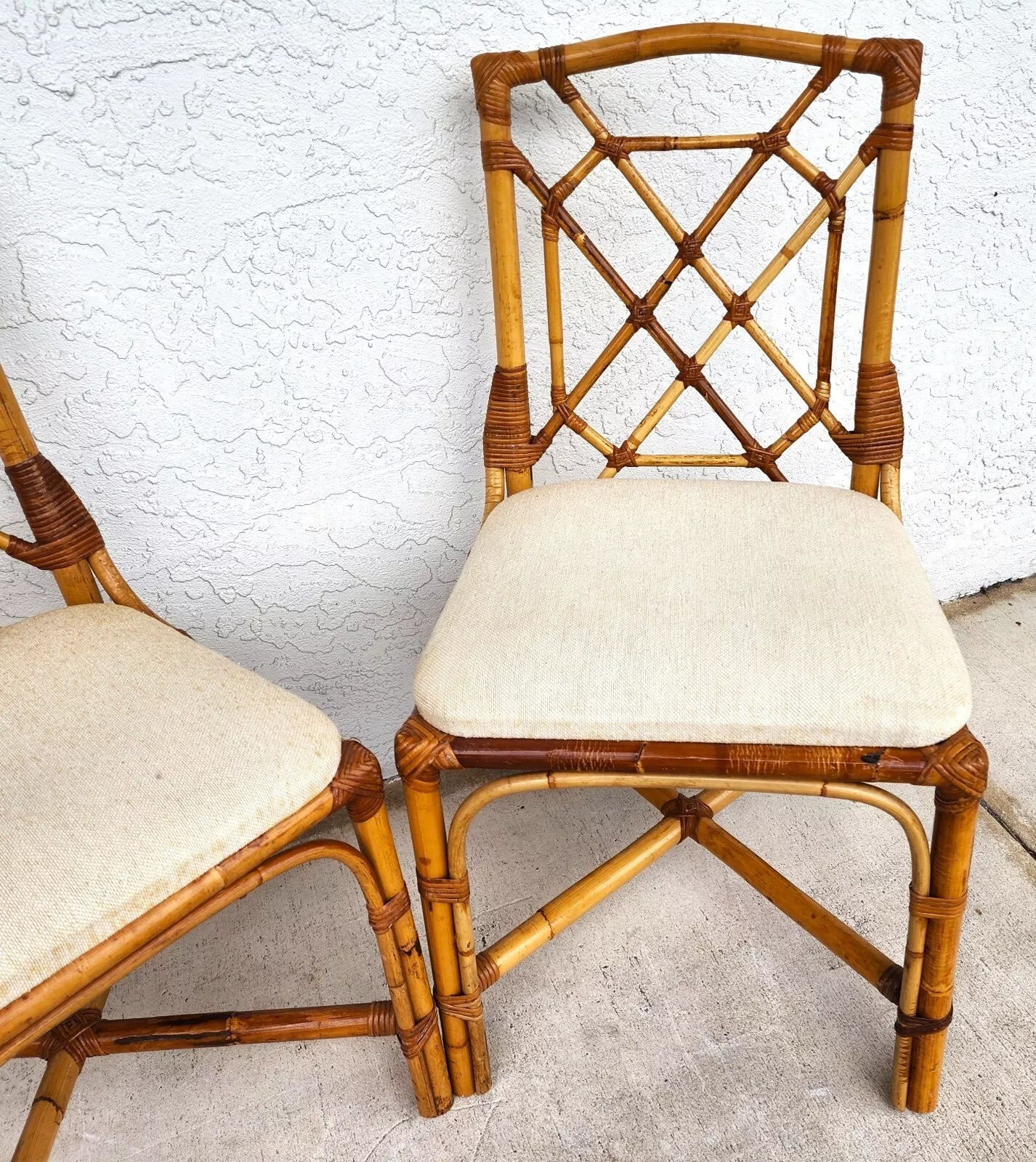 English Bamboo Chairs Rattan 1970's Pair