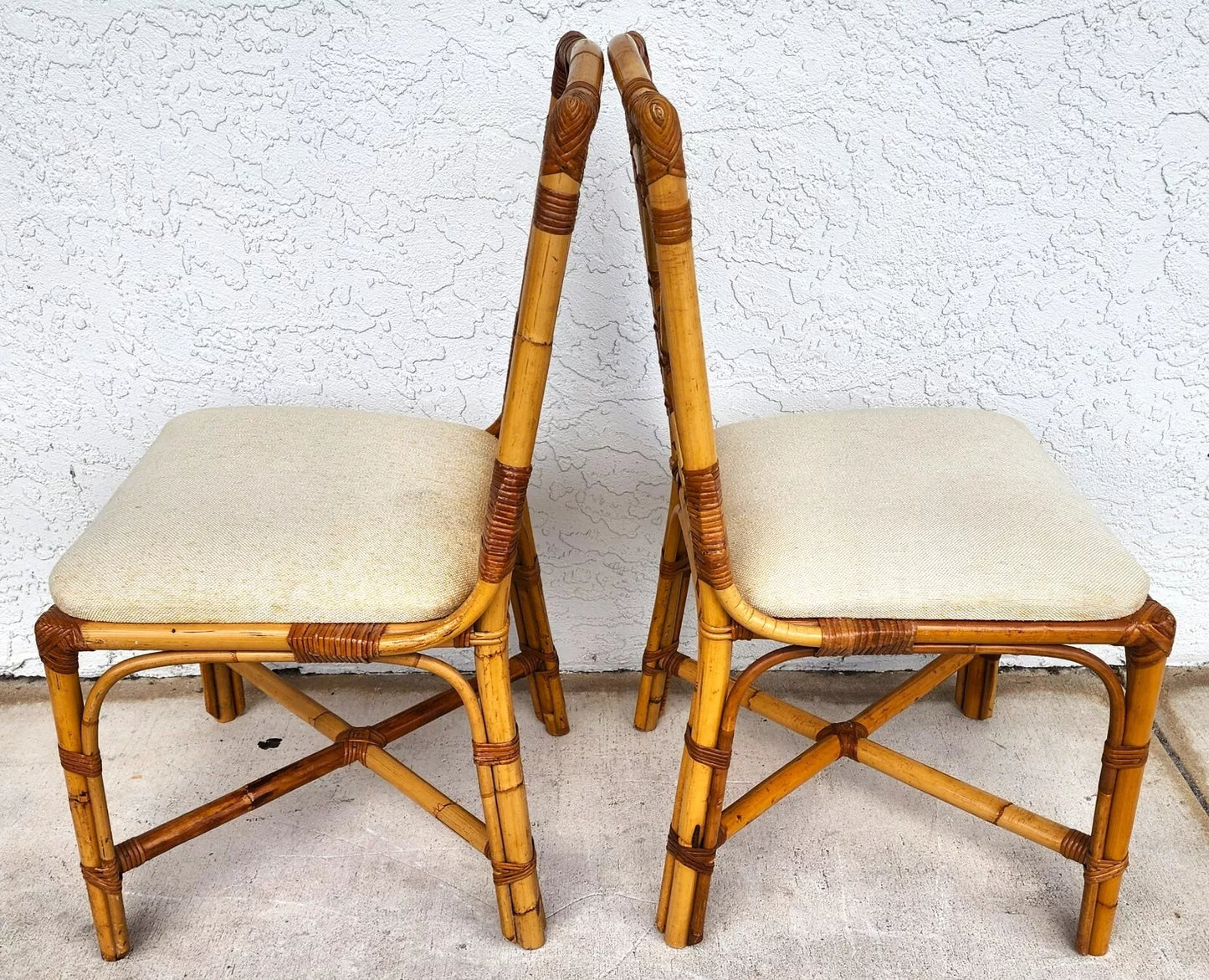 English Bamboo Chairs Rattan 1970's Pair