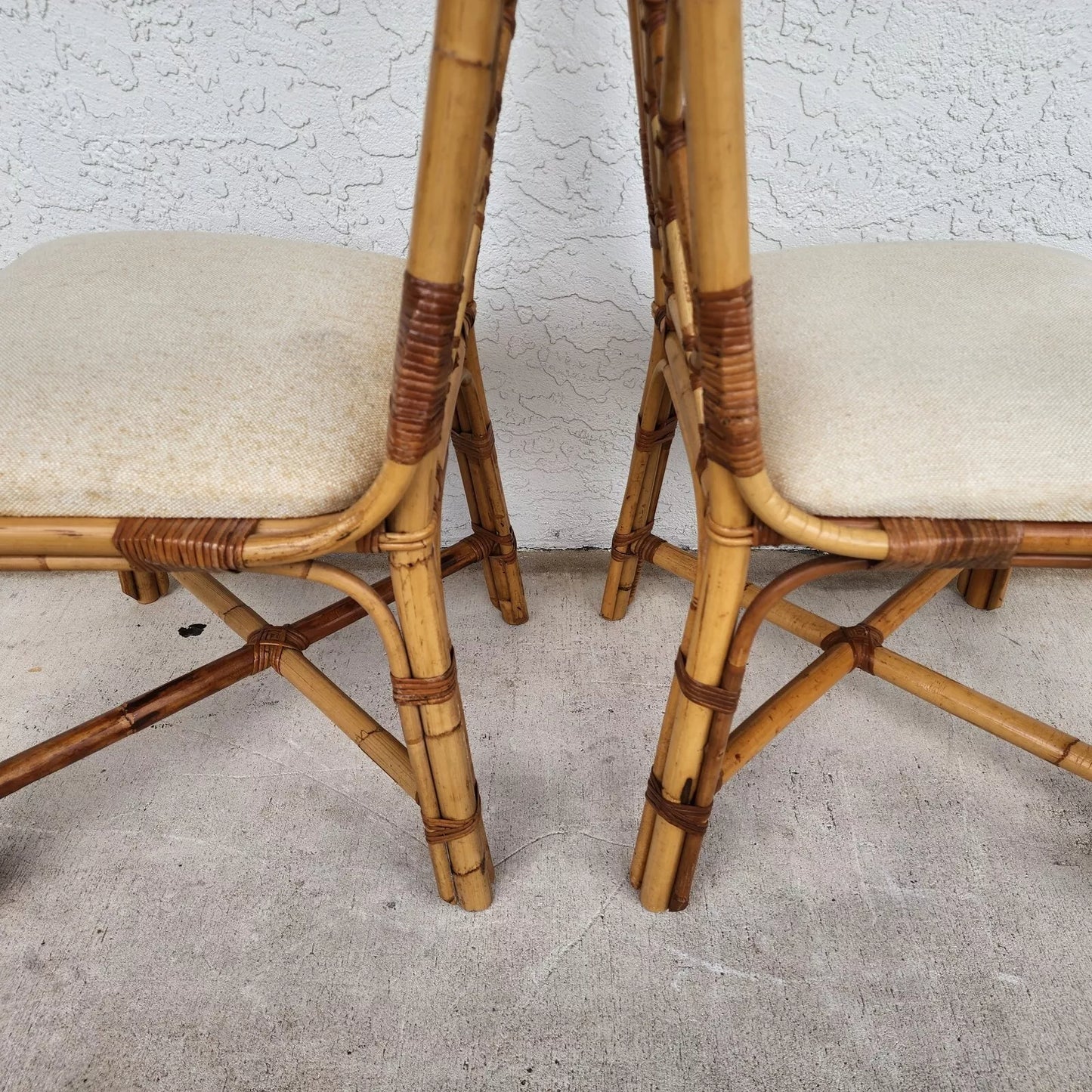 English Bamboo Chairs Rattan 1970's Pair