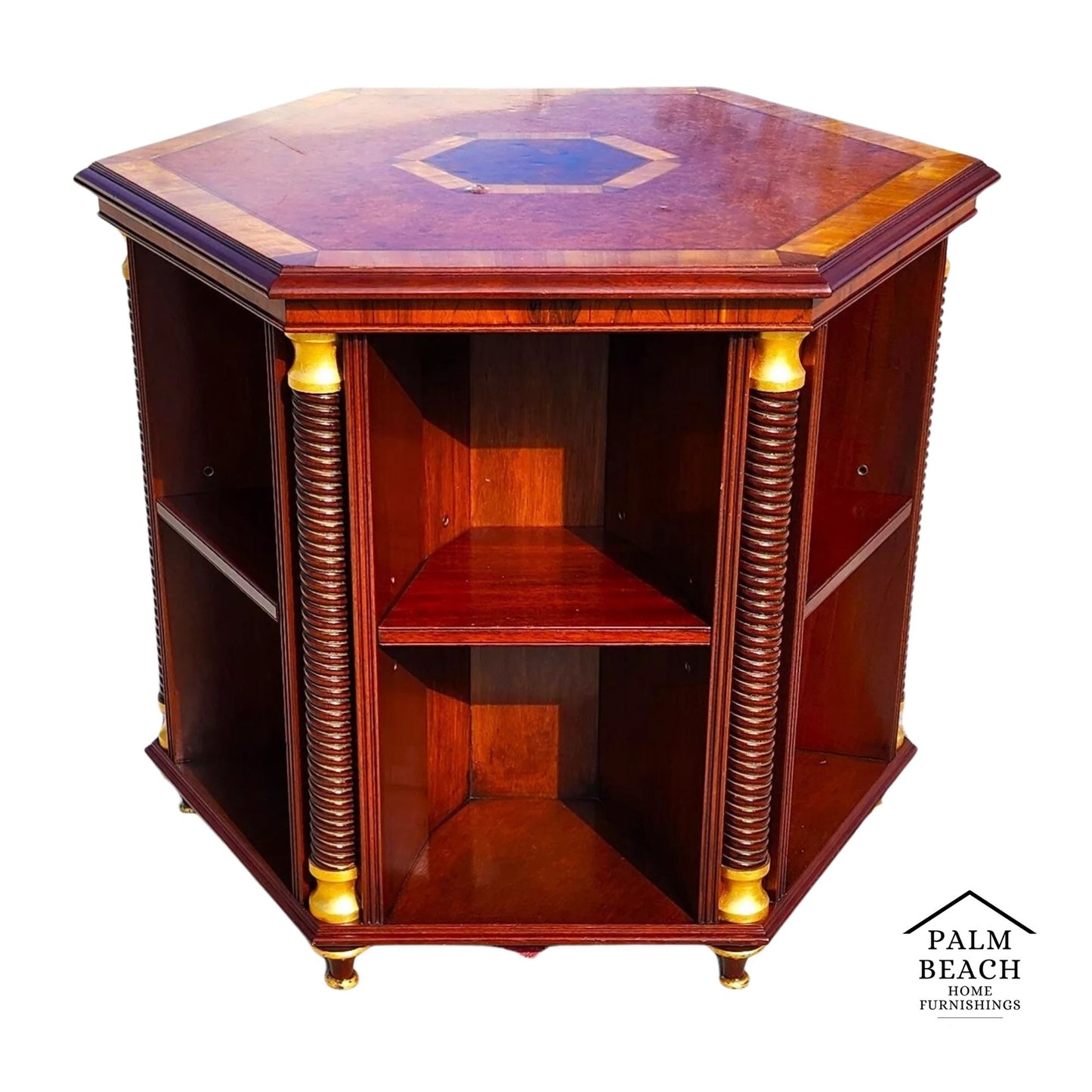 Walnut Center Table Bookcase by ARTHUR BRETT England