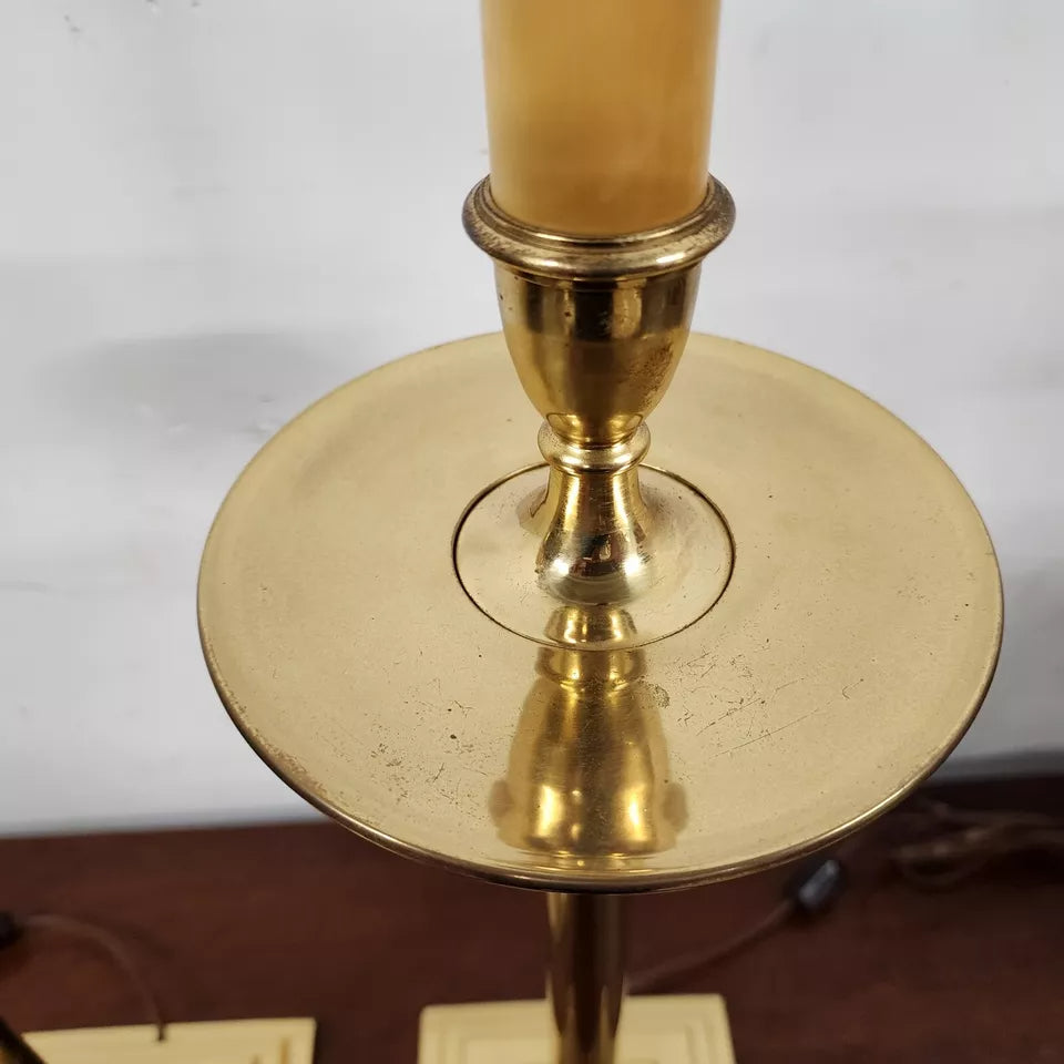 Chapman Brass Candlestick Table Lamps Pair 1987