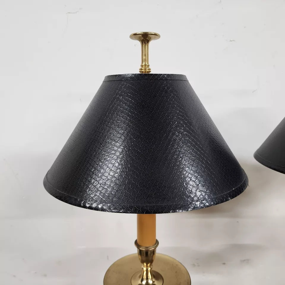 Chapman Brass Candlestick Table Lamps Pair 1987