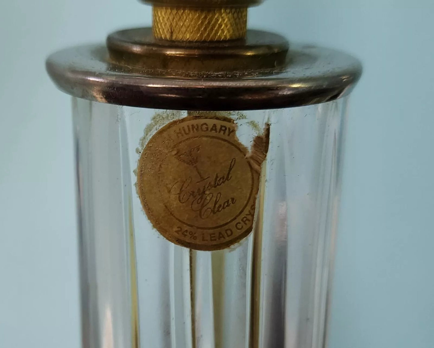 Vintage Crystal Brass Elephant Table Lamps Pair