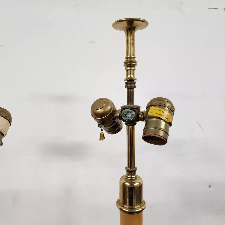 Chapman Brass Candlestick Table Lamps Pair 1987