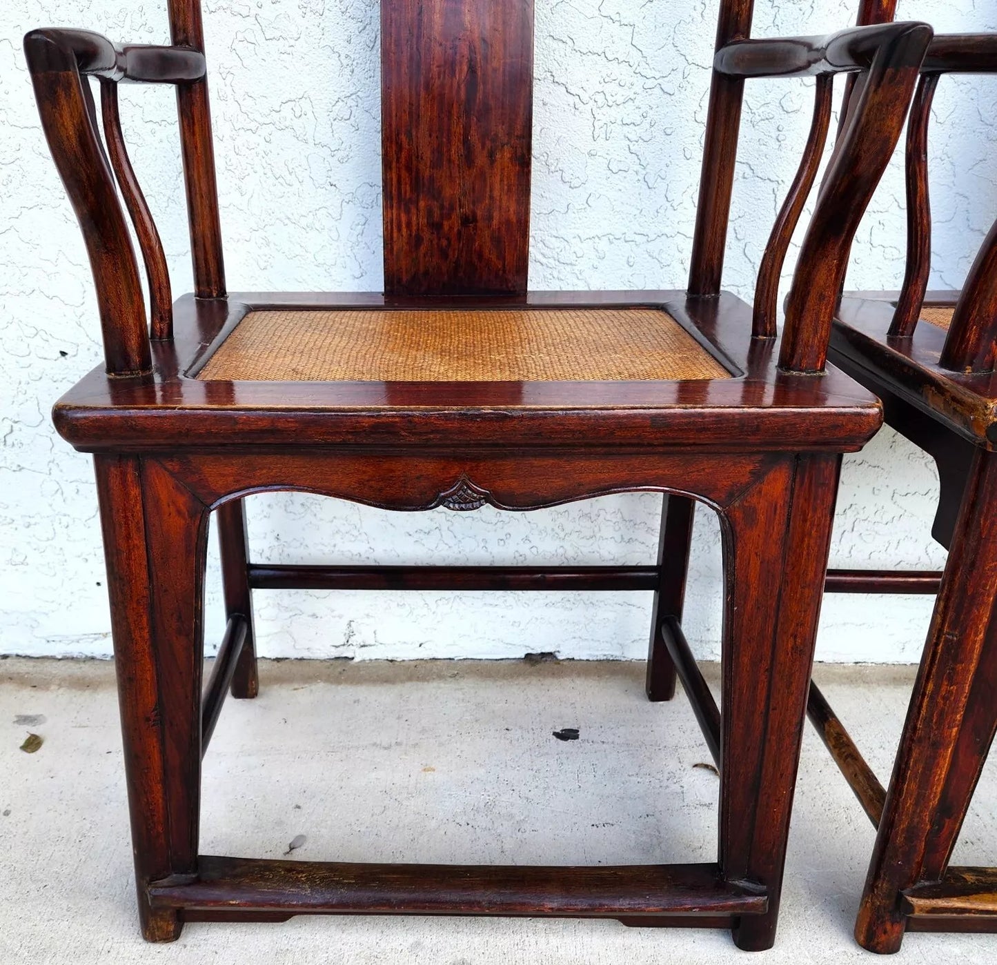 Antique 1850 Chinese Ju Mu Hat Armchairs with Authentication Pair