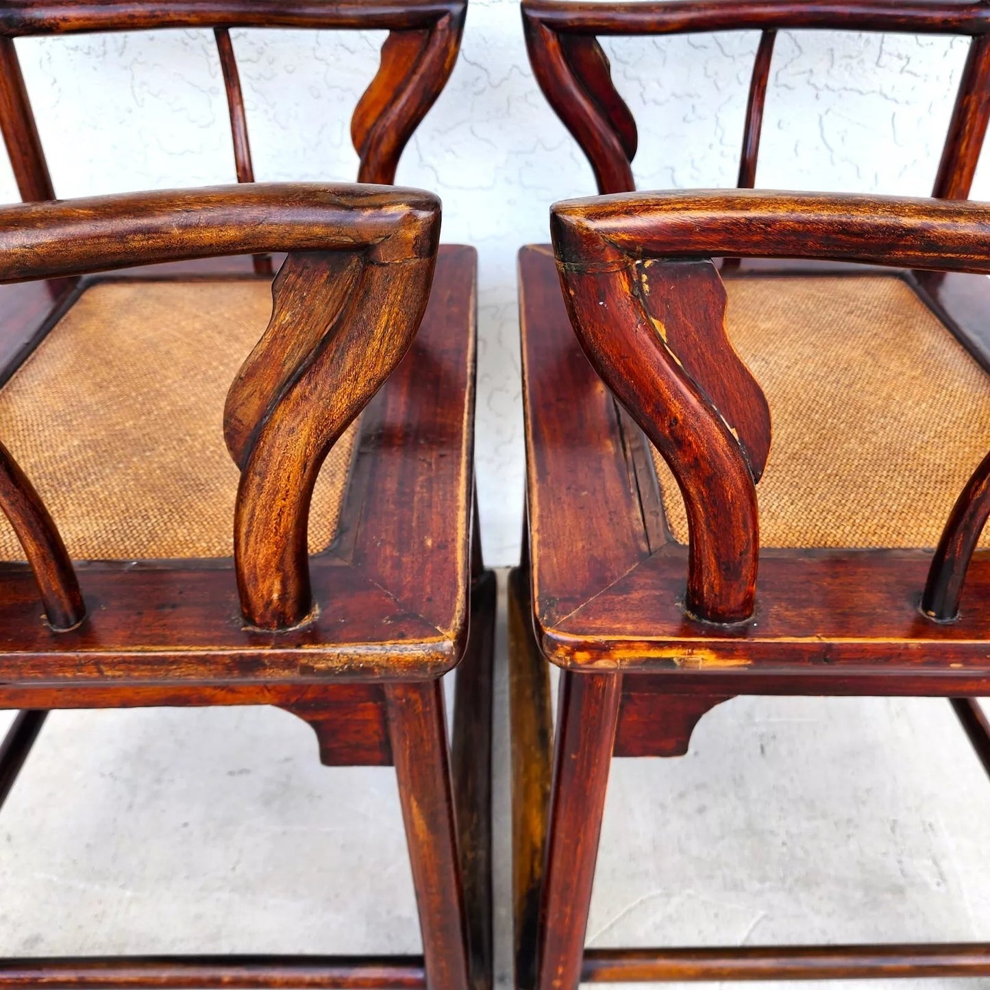 Antique 1850 Chinese Ju Mu Hat Armchairs with Authentication Pair